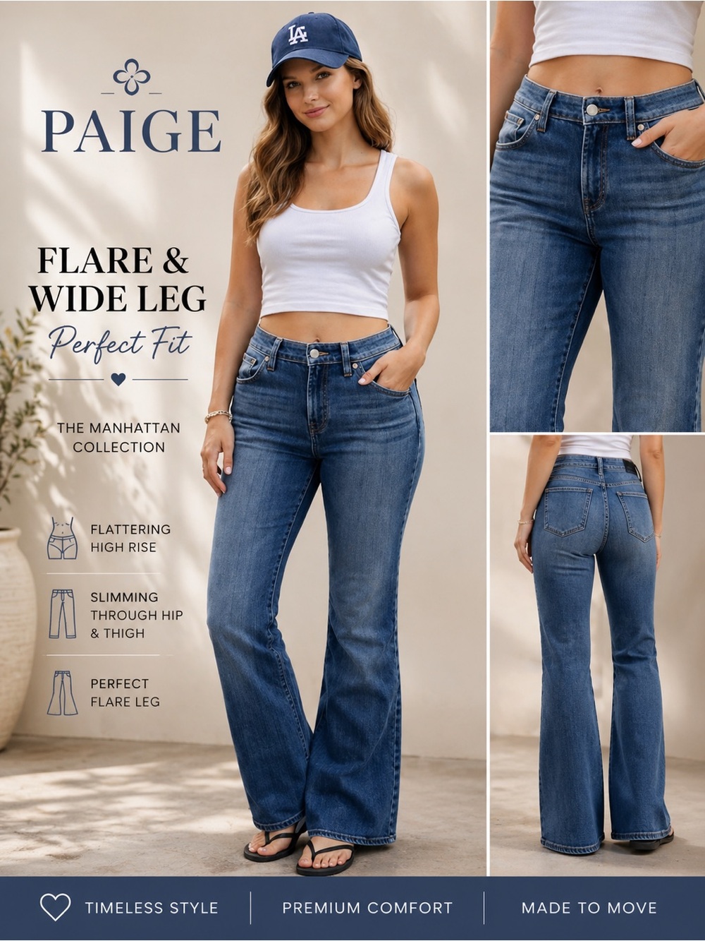 PAIGE ( Manhattan )Flare & Wide Leg Jeans in Blue